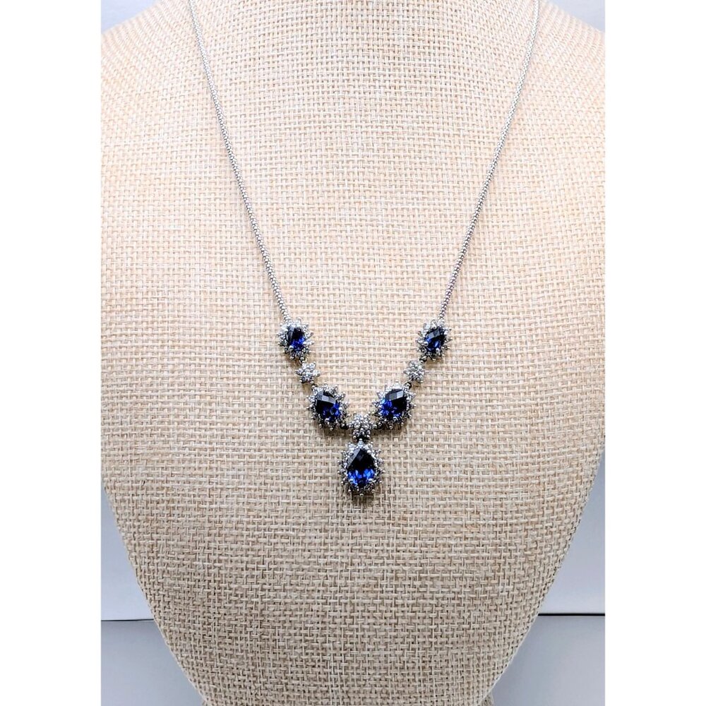 Sterling Silver and Sapphire JCPENNEY Necklace  in original pouch unworn